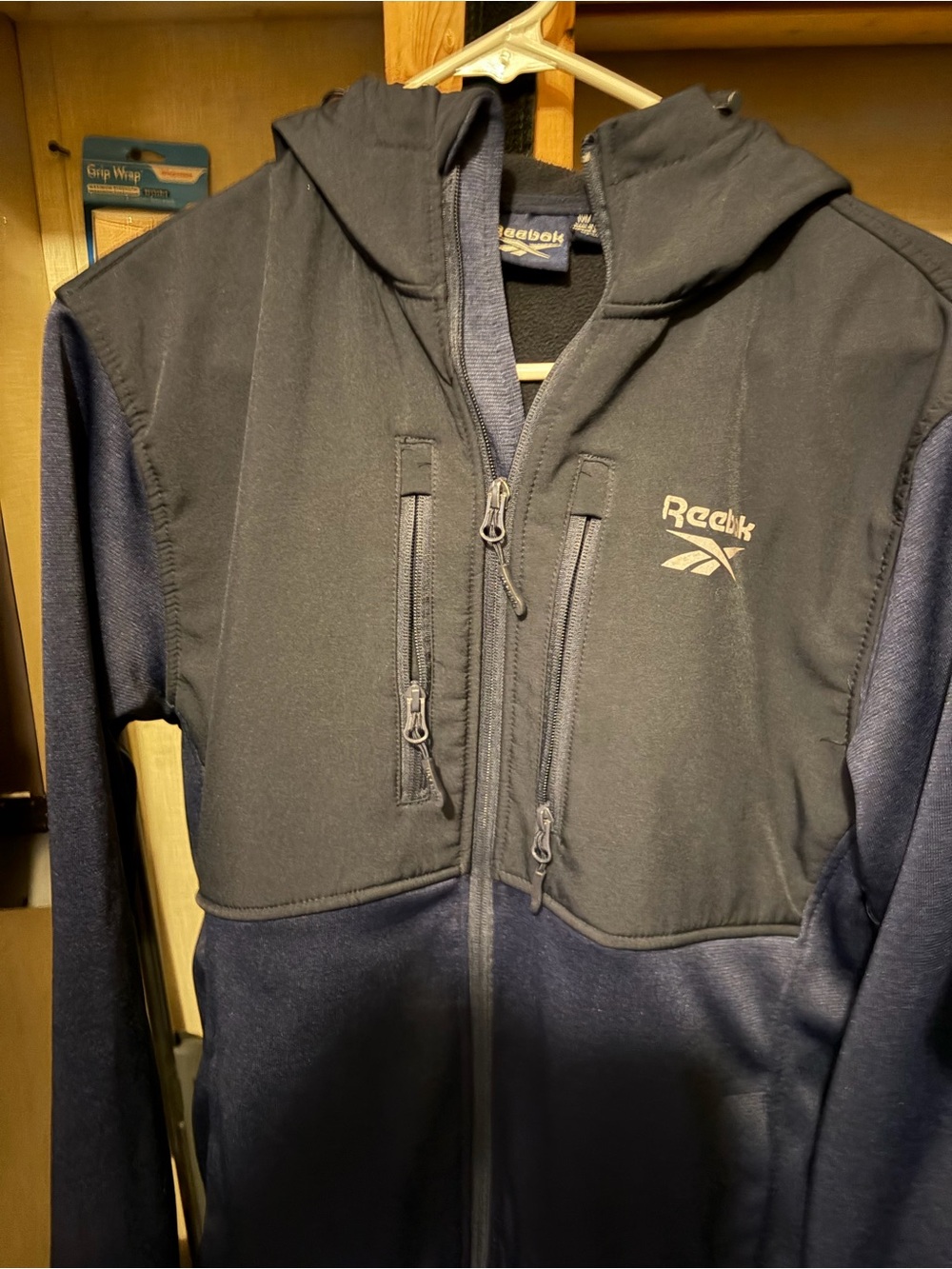 Mens Reebok Hooded Zip Jacket in Black and Navy Blue